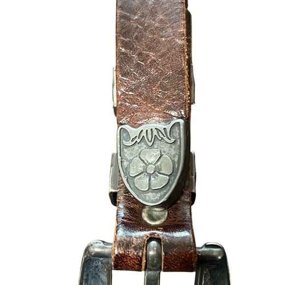 Banana Republic Full-Grain Leather-Belt Italy Safari Travel 80s Vintage Size 30 - Picture 2 of 7